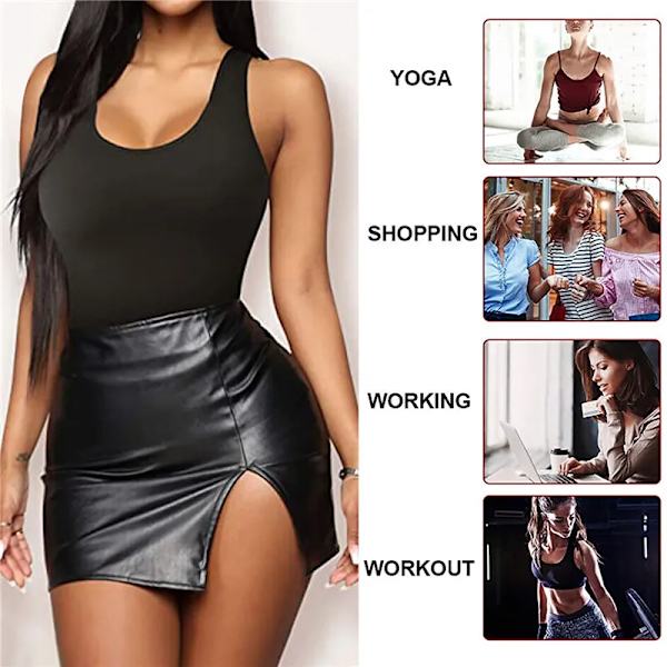Body Shapewear Kvinnor Ärmlös Waist Trainer Magkontroll Korsett i ett stycke Reduktivt slimmande underkläder Black M