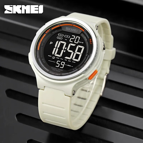 SKMEI Nytt LED-ljus Digital Herr Sportklockor Count Down 5Bar Vattentätt Armbandsur För Herr Man Klocka Watch hombre 1841 grey with strap box