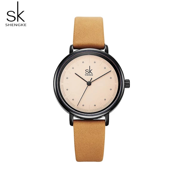 Shengke enkel watch för kvinnor brunt retro läder Relogio Feminino Toppmärke Dammode Minidesign Quartz Reloj Mujer brown