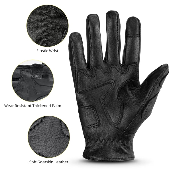 OZERO Herr Touch Screen Handskar Läder Motorcykel Handske Utomhus sport Full Finger Cykling Mountain Bicycle Guantes Moto Handskar Black L