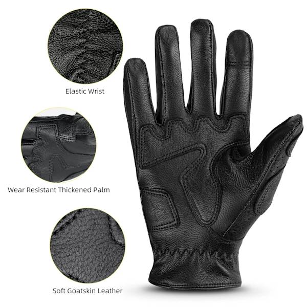 OZERO Herr Touch Screen Handskar Läder Motorcykel Handske Utomhus sport Full Finger Cykling Mountain Bicycle Guantes Moto Handskar Black M