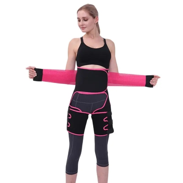 Korsetter med hög midja kroppsform Waist trainer Shapewear Body 3 i 1 benformare Höft push up rumpa lyft midja smala kontrollbälten Rose red L-XL