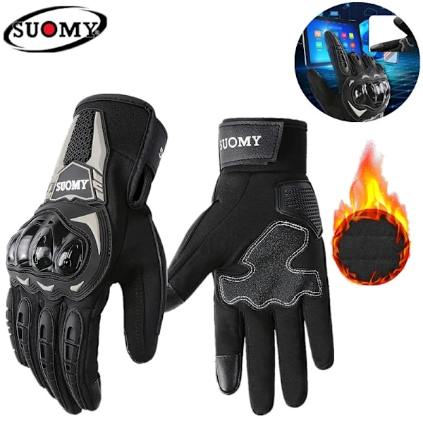 Suomy Vattentäta Vinter Motorcykelhandskar Herr Dam Höst Vindtäta Motocross Bikerhandskar Pekskärm Moto Cykelhandskar Guantes Black L