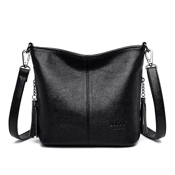 Crossbody-väskor i mjukt läder för kvinnor Nya lyxiga handväskor Dam Casual Axelväska Designer tygväska bolsa feminina Black 25cm x 10cm x 21cm