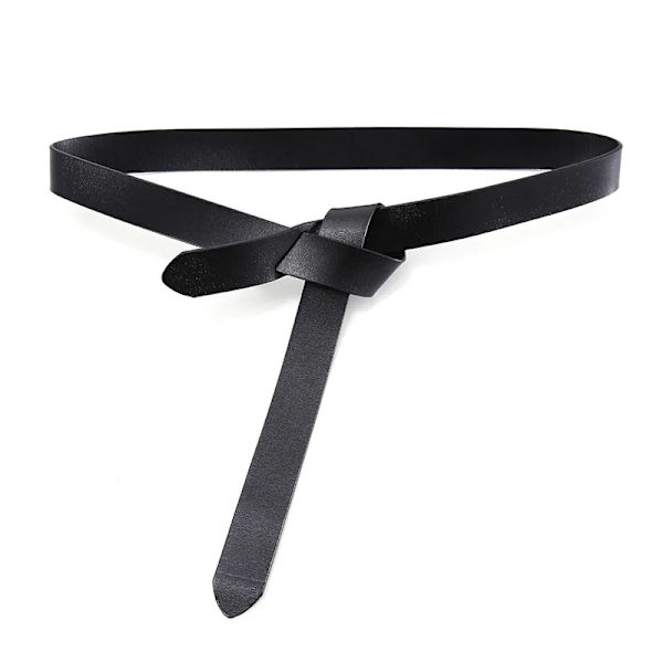 Ny design ko äkta läder jeans knutna bälten för klänning Tunn dam bälte VARMT Inget spänne Joker Lady Knot Strap Mjuk kappa Party Black 110cm