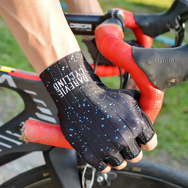 DAREVIE Cycling Gloves Pro Lätt Mjuk Andas Cool Dry Half Finger Cykelhandske Anti-halk Stötsäkra cykelhandskar MTB Road Red grey Asian-M