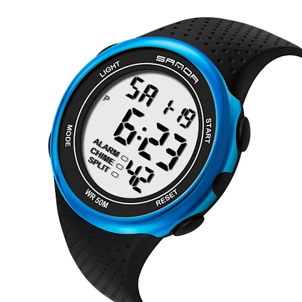 10 års watch Oudoor Watch Herr 100M Vattentät Digitala klockor Man Japansk rörelse Thai Gummiband Watch Standard Blue