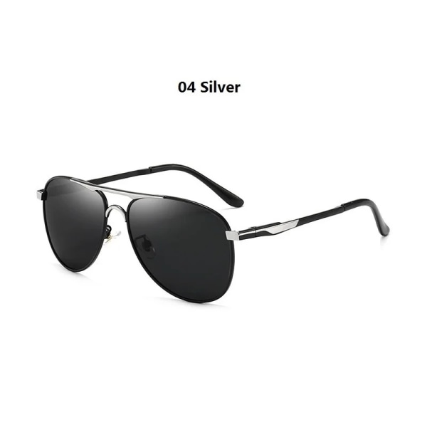 2021 Nya polariserade solglasögon Herr Kvinnor Pilot Vintage Solglasögon Driver Solglasögon Man Fiske Kvinnliga Glasögon Antireflex UV400 04 Silver