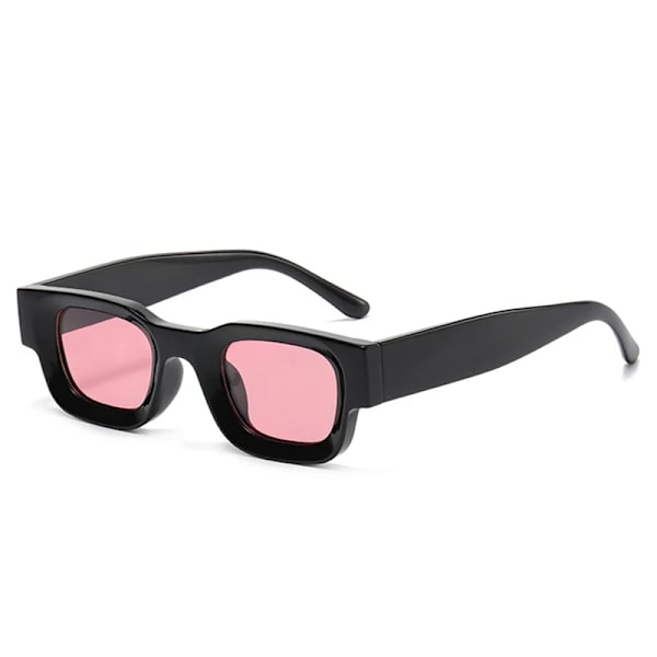 SO&EI Ins Populärt mode Små fyrkantiga polariserade solglasögon Dam Retro Punk Shades UV400 Män Trendiga solglasögon Black pink As the picture