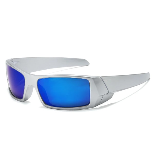 Trendiga cykelsolglasögon män kvinnor 2023 Ny mode sportdesign y2k solglasögon Shadow UV400 lentes de sol hombre manlig glasögon silver blue as shown