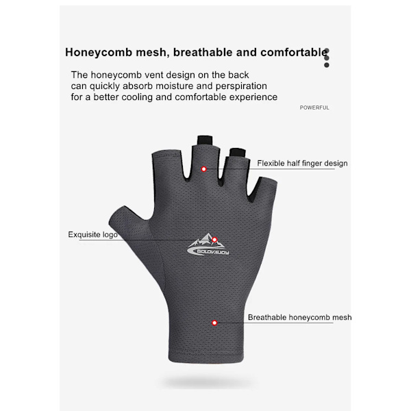 UPF50+ Solhandskar Herr Kvinnor för Kajakpaddling Vandring Paddling Köra Kanot Rodd UV-skydd Fiske Fingerlösa handskar grey M