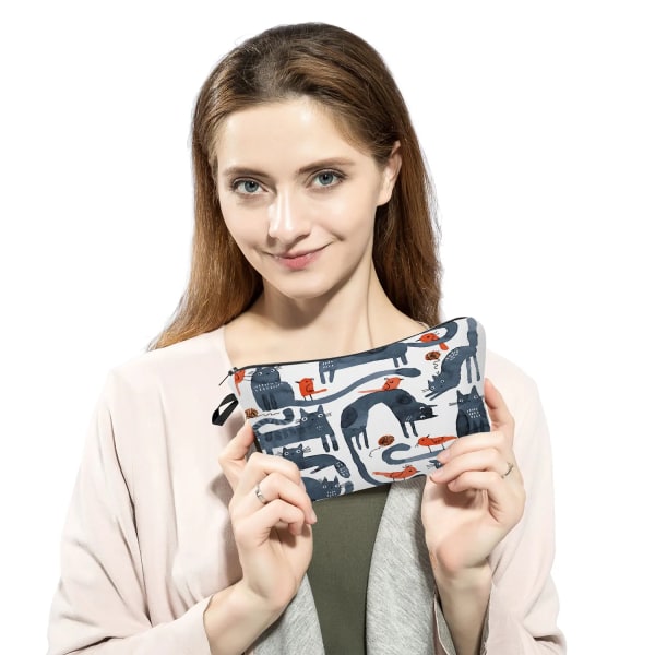 Design Söt Kawaii Cartoon Anime Cat Print Sminkväska Dammode Kosmetisk väska Värmeöverföring Damväska Bärbar organizer hz3591