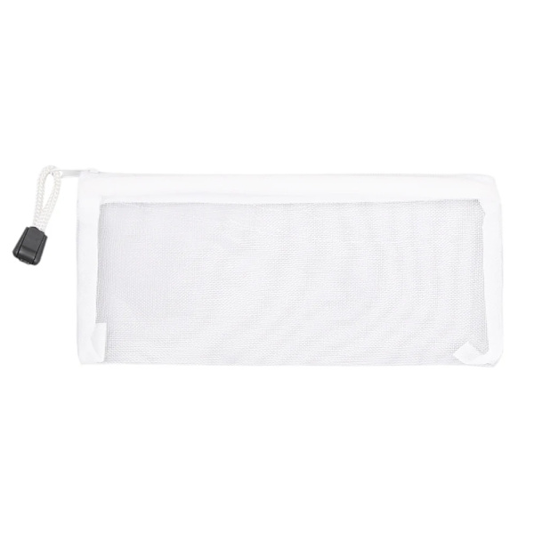 Enkel genomskinlig mesh kosmetisk förvaringsväska genomskinlig dragkedja brevpappersväska Nylon sminkpåse Bärbar resetoalettartiklar Handväska Small - white