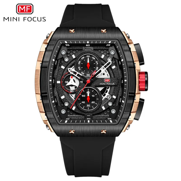 Herrklockor Mode Sport Watch för män Lyxigt toppmärke Vattentäta armbandsur Svart silikonarmband Relogio Masculino MF0399G03