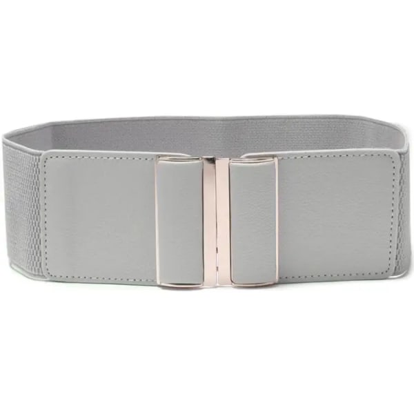 Dam 7,5 cm brett bälte Elastiskt Stretch Cinch midjeband Lady Cummerband Skinny Mjuk runt midjeband Enkel kvinnoklänning 3-Inch-grey 75cm(78cm to 135cm)