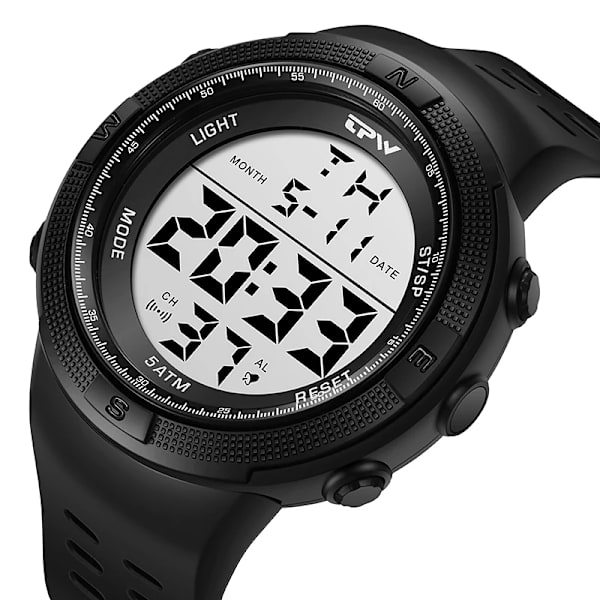TPW överdimensionerad 53 mm digital watch för manlig 5ATM simkalender Red