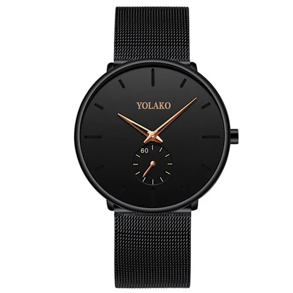 reloj hombre 2022 Herrmode Ultratunn Minimalistisk Rostfritt stål Mesh Bälte Quartz Watch Herr Läderklockor Mesh Black Rose