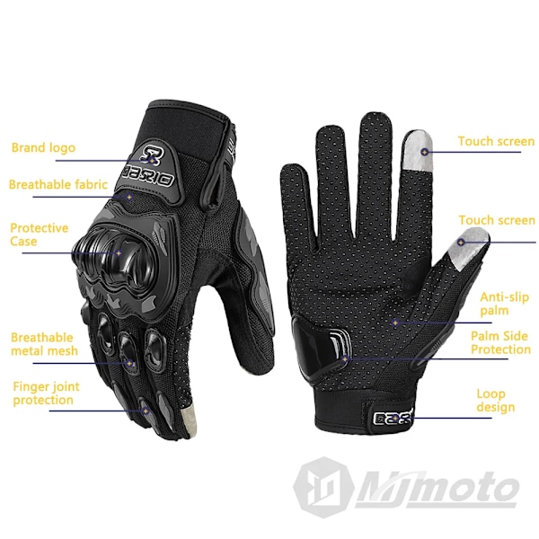 Sommar Andningsbara Hel Finger Motorcykelhandskar Halkfria Slitstarka Motocross Racinghandskar Pekskärm Moto Bikerhandskar Red M