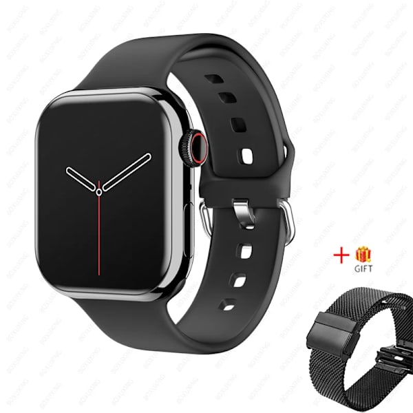 Watch 9 Smart Watch Herr Kroppstemperatur BT Call NFC Always on Display Fitness Women Series 8 Smartwatch för Apple Android Black mesh belt