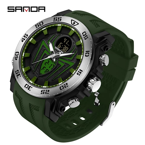 SANDA Herr Militärklockor Mode Watch Analog Elektronisk LED Armbandsur För Man Klocka Relogio Masculino Vattentät 50M Army green