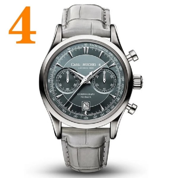 Ny Carl F. Bucherer watch Marley Dragon Flyback Chronograph Gråblå Urtavla Topp Läderrem Quartz Watch Reloj Hombre Type 4