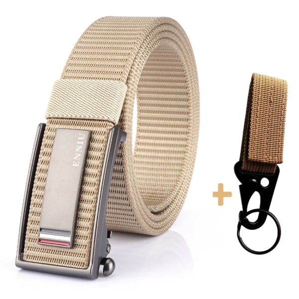 Nytt mode herrbälte Toppkvalitet Bekväma nylon för män Metall Automatiskt spänne Ung Canvas Taktisk designerbälte Khaki Belt B Set 120cm Adjustable