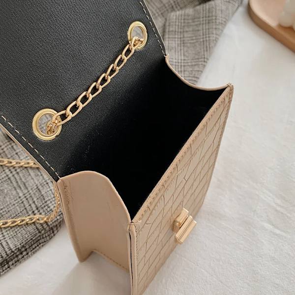 Krokodilmönster Mode Damväska Högkvalitativ textur Axelväska Mobiltelefonväska PU-spänne Crossbody-väskor för kvinnor Black 2