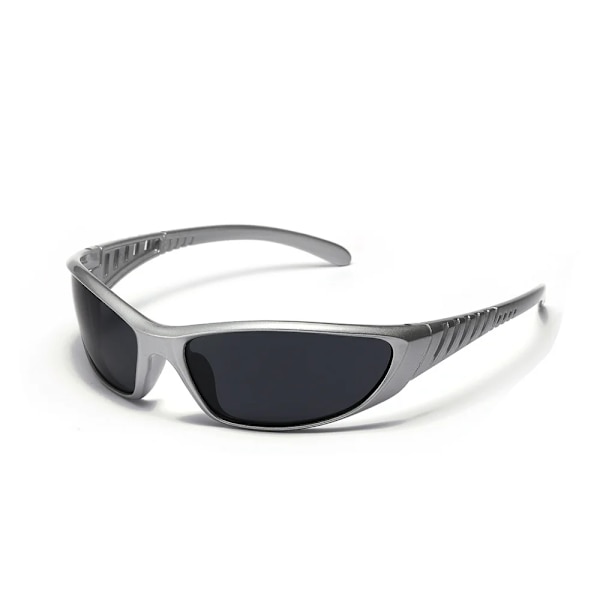 Modeglasögon Damsolglasögon Punksolglasögon Sportsolglasögon Kvinnor Män Solglasögon Skärmar Glasögon Glasögon UV400 Matt silver Black