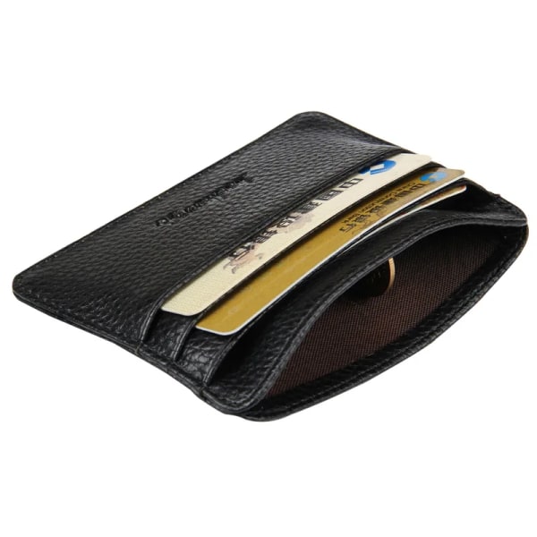 baellerry Mini Läderhållare för män id- case tunn plånbok för kvinnor med myntficka liten plånbok korthållare Black