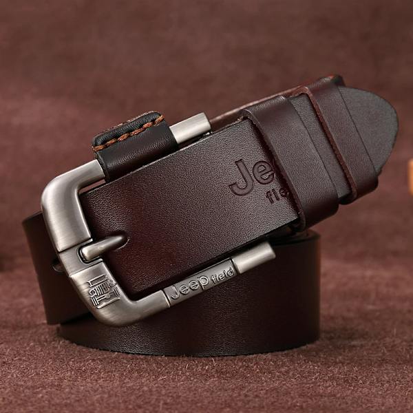 BekeleBOLO mäns bälte läder bälte män herr äkta läder rem lyxigt nål spänne casual herr bälte Cummerbunds ceinture JEEPFDP-Coffee 100cm