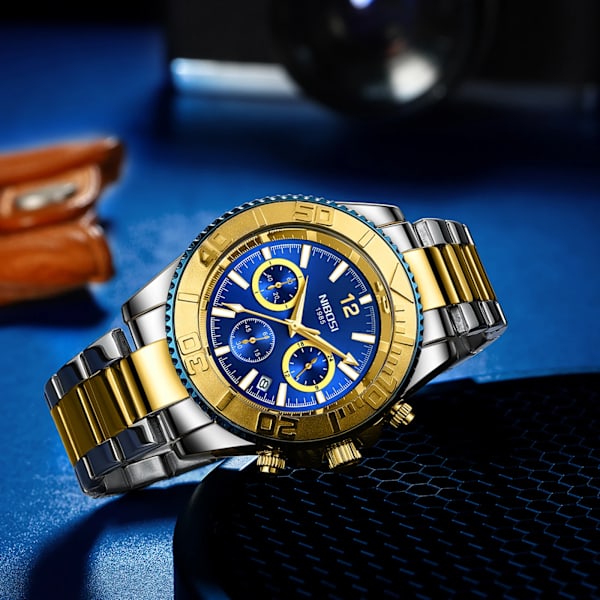 NIBOSI Casual Sport Herrklockor Chronograph Stainless Diver Watch Armbandsur Big Dial Quartz Clock Luminous Relogio Masculino C