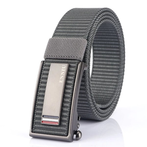 Nytt mode herrbälte Toppkvalitet Bekväma nylon för män Metall Automatiskt spänne Ung Canvas Taktisk designerbälte Dark Gray Belt B 120cm Adjustable