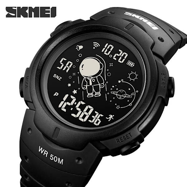 Sportklockor Herrklocka Cosmonaut Dial Time Led Light Display Watch Herr Digital Armbandsur 50M Vattentät SKMEI Reloj Hombre 1068 RED