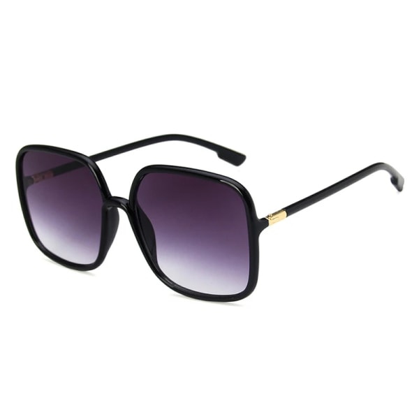 Klassiska vintage solglasögon kvinnor överdimensionerad fyrkantig plastbåge Lyx märkesdesigner Klargrå rosa linsskydd Oculos O523 Glossy Black-Grey
