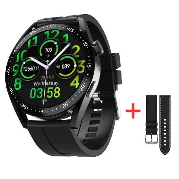 Abmtr HW28 SmartWatch Men NFC 1,39 tum Röstassistent Bluetooth Call Calories Sport Dam smartwatch pk Huawei GTR 3 GTS2 black add bk strap