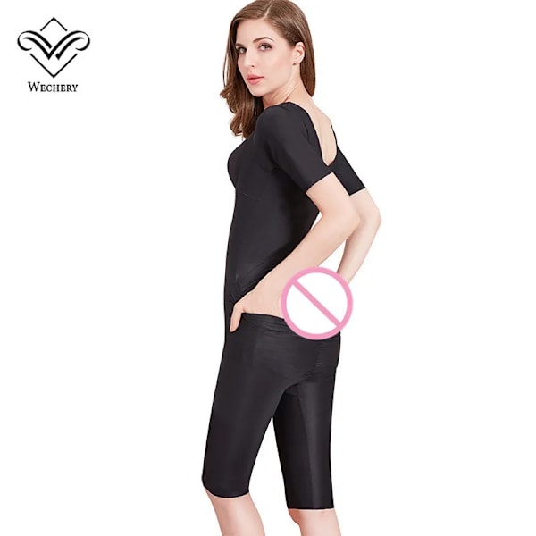 Wechery Slimming Shaper Pärmar och Shapers Damer Full Längd Midi Sleeve Shapewear Slimming Body Dam Faja 40-100kg 3XL Beige M