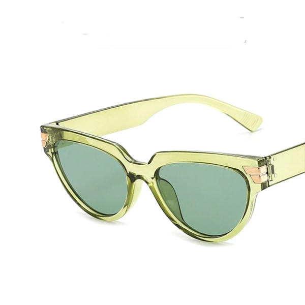 Nya Små rektangulära solglasögon Kvinnor Lyxmärke Klassiskt Cat Eye Lady Sexigt mode Solglasögon Skärmar För Kvinnor UV400 Transparent green As Picture