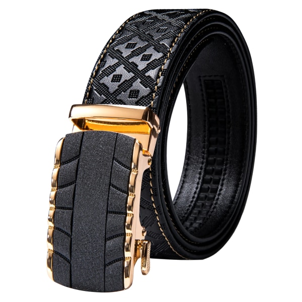 Designer Black Leather Herrbälten Prägling Spärrrem Midjeband Automatiska spännen Glidklänning Jeansbälte för män 110CM-130CM 2316DPA 110cm