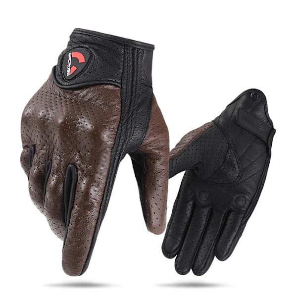 Retro Pursuit Perforerade Motorcykelhandskar i Äkta Läder Moto Vindtäta Guantes Motorcykel Skyddsutrustning Motocrosshandskar Model 7 M
