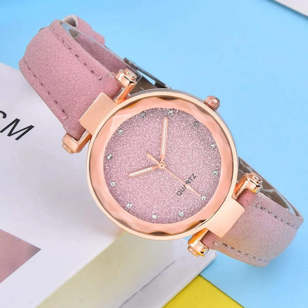 4 STK Watch Lyxmode Elegant Alloy Watch Färgglad PU-läderarmband Armbandsur För Dam Present Watch INGEN LÅDA Purple Set 6PCS