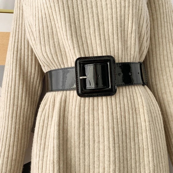 Brett kvinna midjebälte Solid lackläder Stora korsettbälten för kvinnor Högkvalitativ klänning Midjeband Stor tröja Jeansrem Röd red belt 103x4.8cm