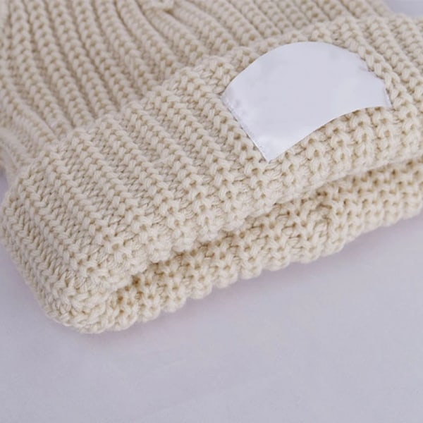 Stickad mössa, virkad mössa, mössa, beanie med långa öron, söt kaninmössa med öron, mössa för kvinnor, höst, vinter, varm Beige