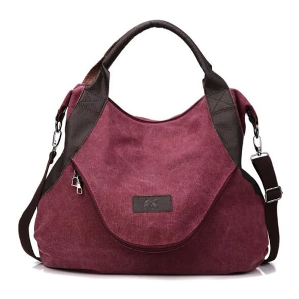 Damväska Stor Stor kapacitet Kvinnor Casual Tote Handväska Kvinnlig Axelväska Canvas Crossbody Lady's Messenger Shoppingväska wine red