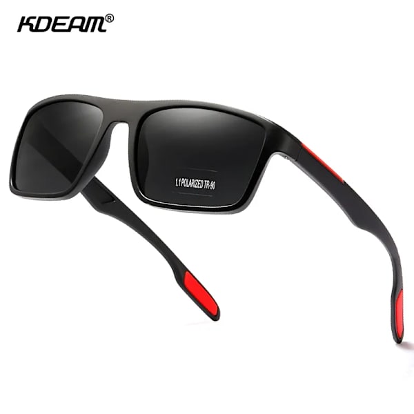 KDEAM Rectangular Ultra Light TR90 Solglasögon Herr Polariserad TAC 1,1 mm Tjocklek Lins Solglasögon Kvinnor Sport Kat.3 C2 Matte black TR90 Polarized