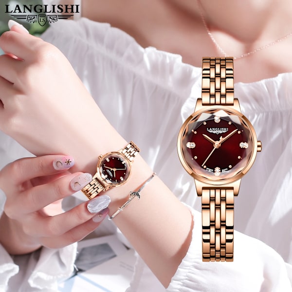 POEDAGAR Classic Luxury Watch Rostfritt stål Liten urtavla Delikat Vattentät Quartz Casual Dress Damklocka Watch Mujer Rose Gold Black