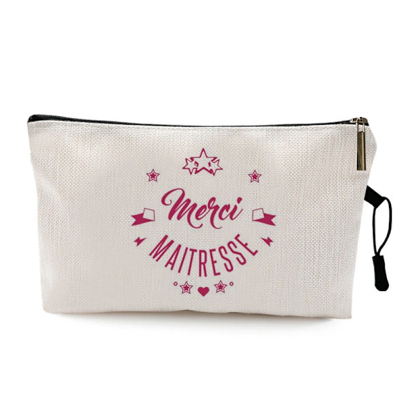 Teacher's Day Examen Present Cosmetic Bag Super Atsem Merci Maitresse Print Kvinnor Neceser Sminkväska Påse Organizer Pattern 21 22 x 13 CM