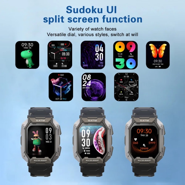 SKMEI 1,71 tum Smart Watch Herr Stegräknare Simning Sport Fitness Tracker IP68 Vattentät Bluetooth SmartWatch för Android ios Green 2