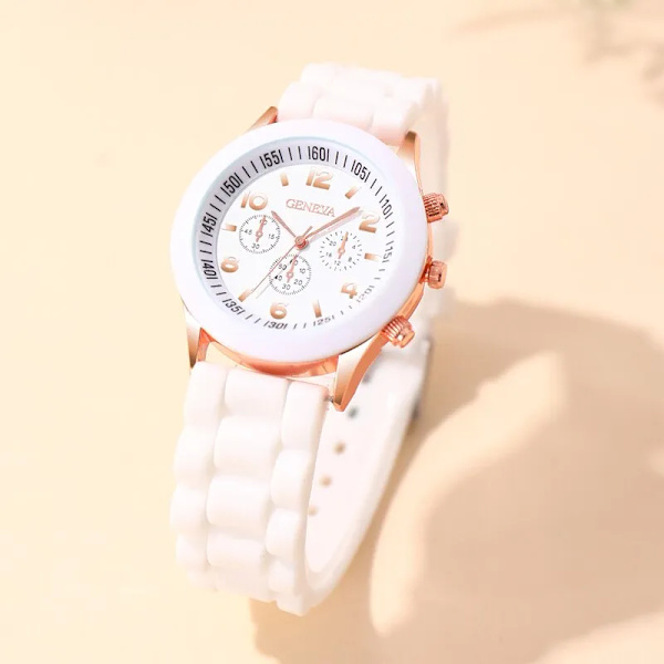 Reloj Mujer Mode Damklockor Vit Silikongelé Kvartsklocka Watch Watch Presenter till tjejer Relogio Feminino White