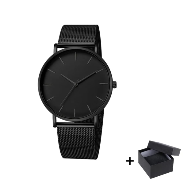 Watch 2022 Lyxmode Enkel Armbandsur Läder Guld Urtavla Casual Man Brecalet Quartz Clock Vip-länk för droppe 568 Black