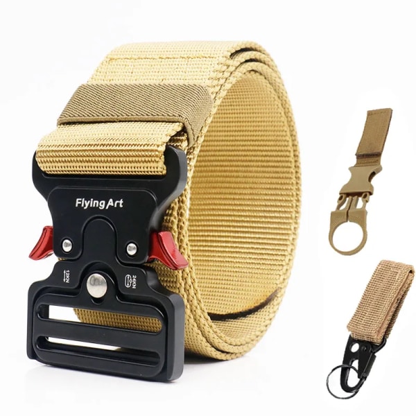 Taktiskt nylon för män Army Militärbälte Byxor Metallspänne Canvas Midjeband Man Polis Utomhusträning Midjebälte brett belt with 2 hook(.2372) 125cm(.2372)